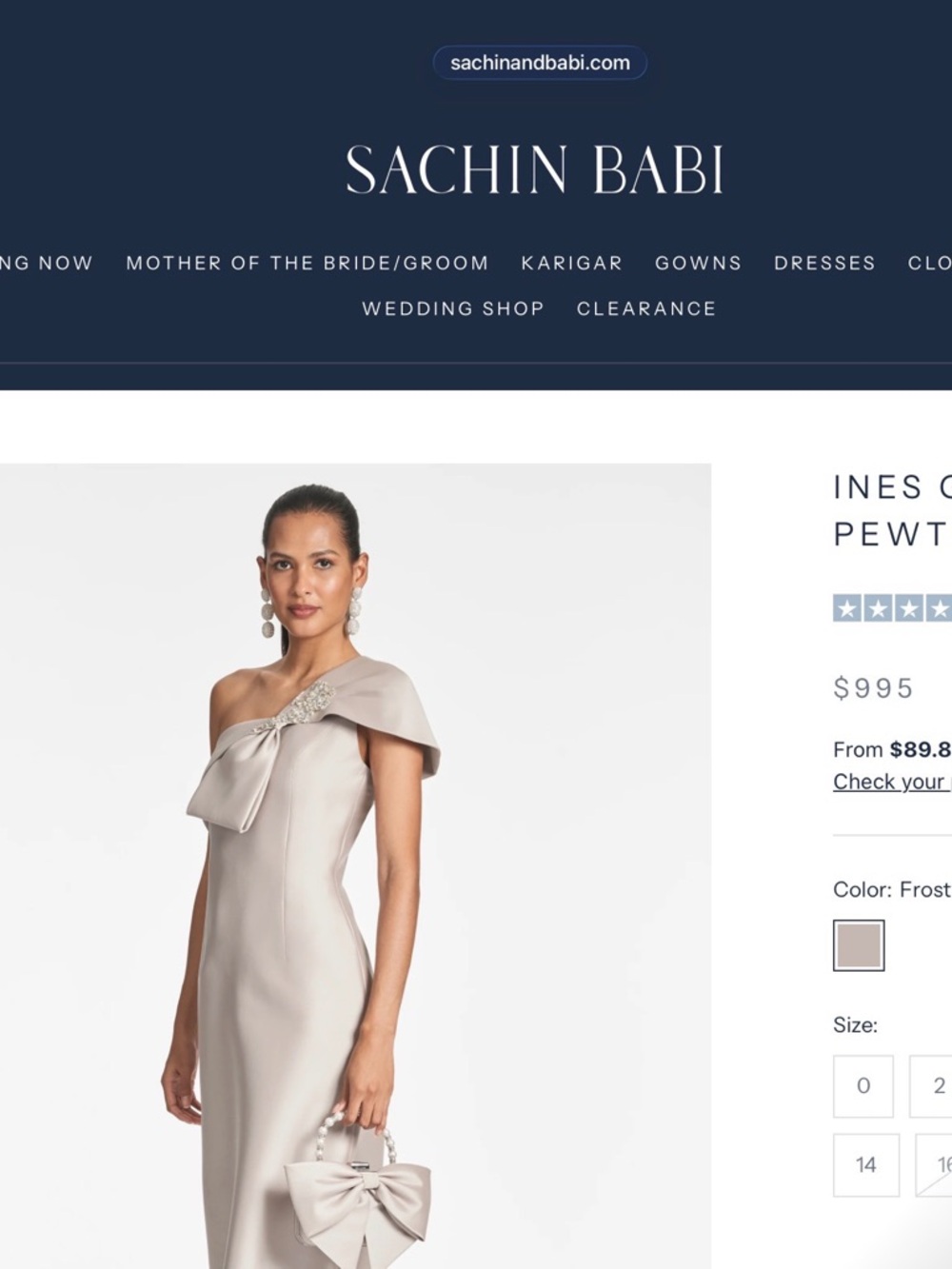 Sachin + Babi One-Shoulder Pewter Satin Evening Dress with matching Hug Shawl!